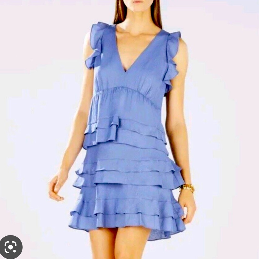 Bcbgmaxazria ruffled blue dress size XS